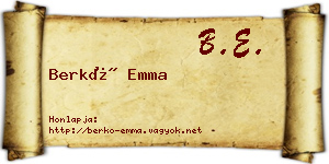 Berkó Emma névjegykártya