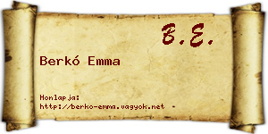 Berkó Emma névjegykártya